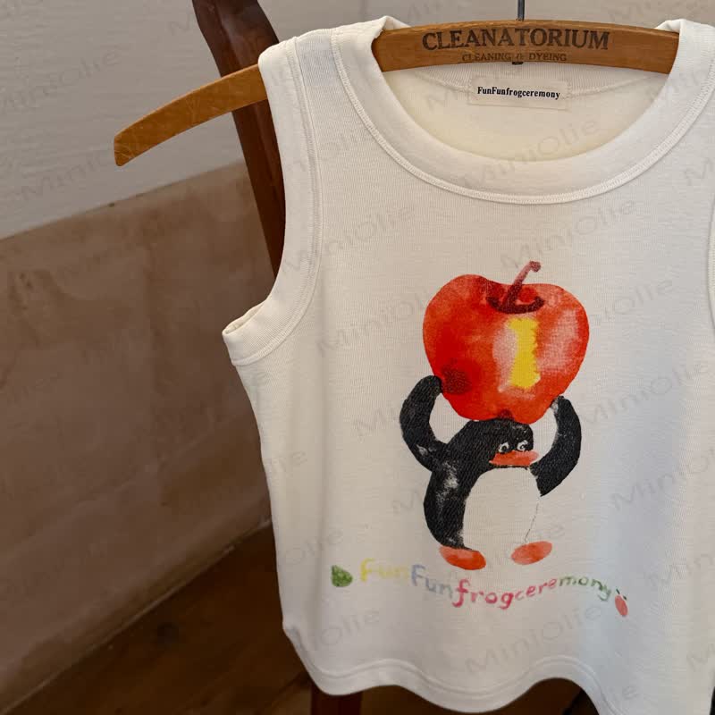 Toddler Kid Cotton Animal Print Tank Top - White Penguin - 8-9T - image 2