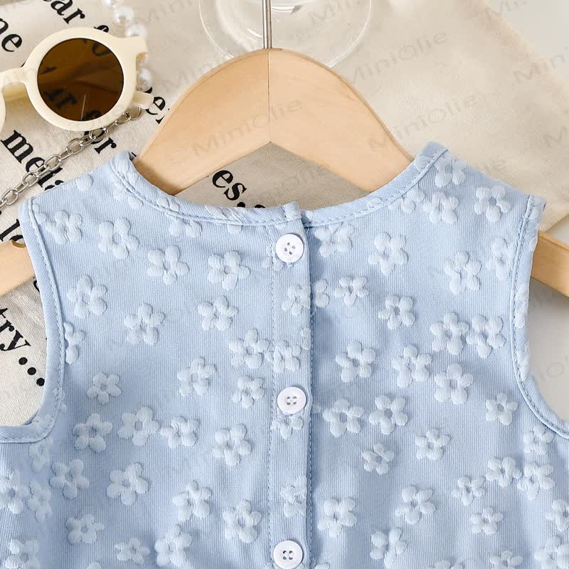 Toddler Girl Blue Floral Top and Shorts 2-piece Sleeveless Set - image 4