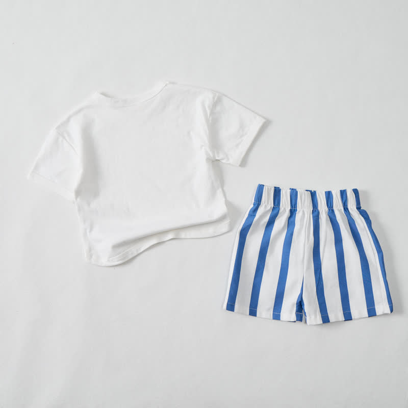 TAKE ME TO MY AUNT/UNCLE YOU PEASANT Baby Blue Vertical Striped 2-piece Shorts Set - image 3