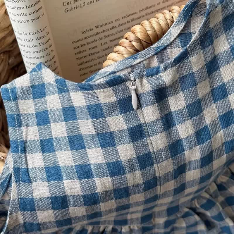 Toddler Girl Blue Plaid Bow Sleeveless Dress - image 3