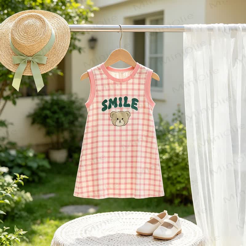 Toddler Baby Girl Cartoon Print Sleeveless Dress - Pink Plaid - 8-9T - image 3
