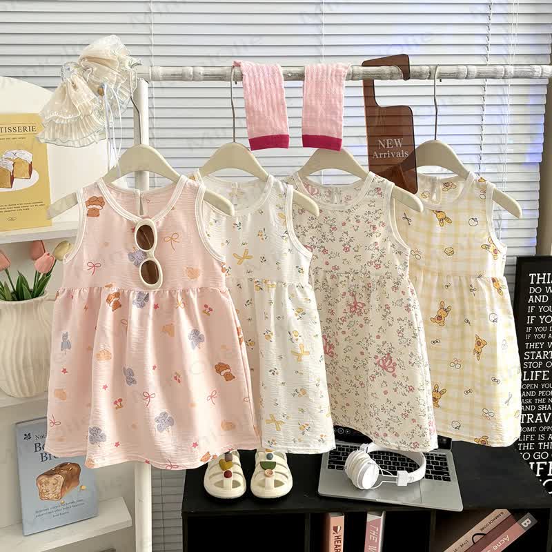 Toddler Girl Bow Print Sleeveless Dress - image 1