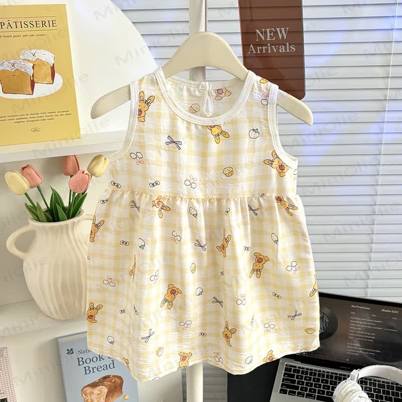 Toddler Girl Bow Print Sleeveless Dress - Yellow - 10-11T - image 4