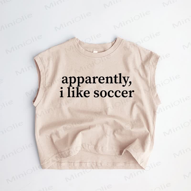 APPARENTLY, I LIKE SOCCER Baby Toddler Khaki Tank Top - Khaki - 3-5T - image 1