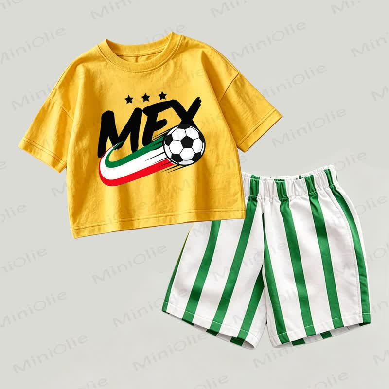MAX Baby Yellow&Green Football Top and Striped Shorts 2-piece Set - Yellow&Green - 2-3T - image 1