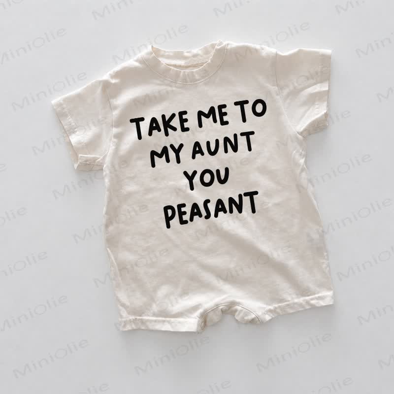 TAKE ME TO MY AUNT YOU PEASANT Baby White Print Romper - White - 18-24M - image 1