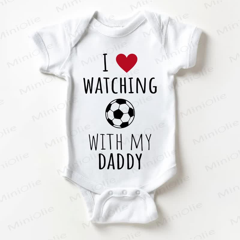 I WATCHING WITH MY DADDY Baby Soccer White Bodysuit - White - 18-24M - image 1