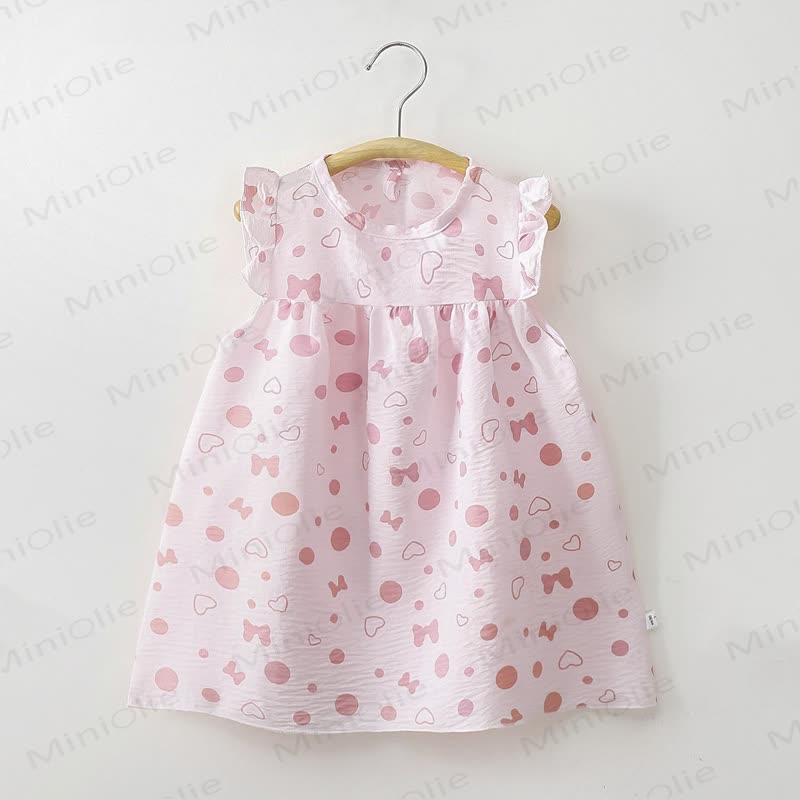 Toddler Baby Girl Flower Print Flutter Sleeve Summer Dress - Pink Heart - 8-9T - image 5