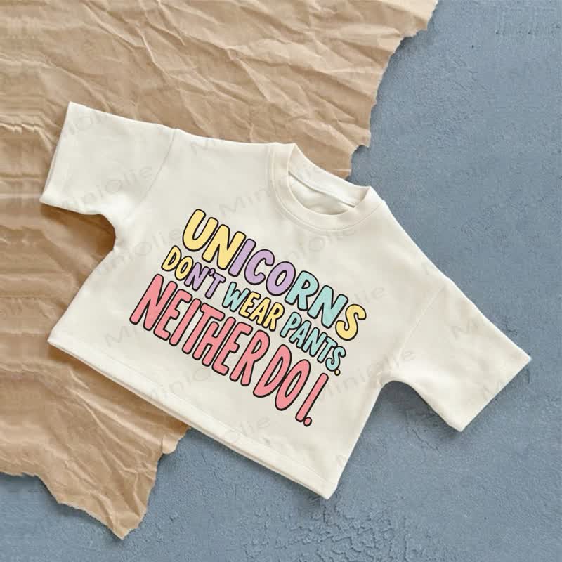 UNICORNS DON'T WEAR PANTS NEITHER DOI. Baby Girls Slogan White Casual T-Shirt - White - 2-3T - image 1