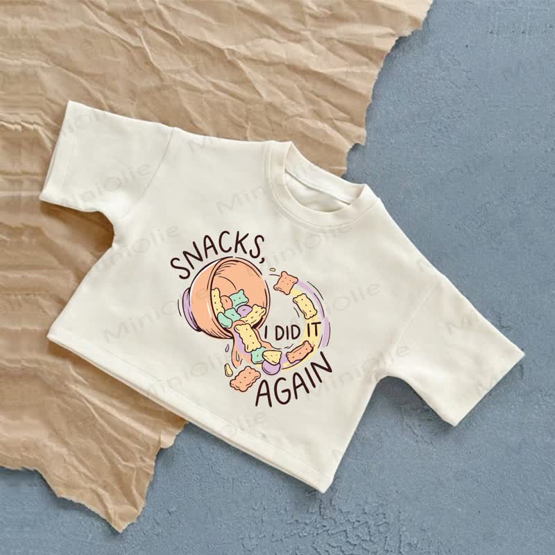 SNACKS, I DID IT AGAIN Baby Cookie White Casual T-Shirt - White - 2-3T - image 1