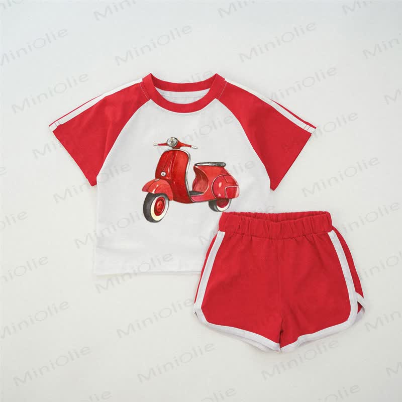 Baby Red Electric Scooter T-shirt Set - Red - 2-3T - image 1