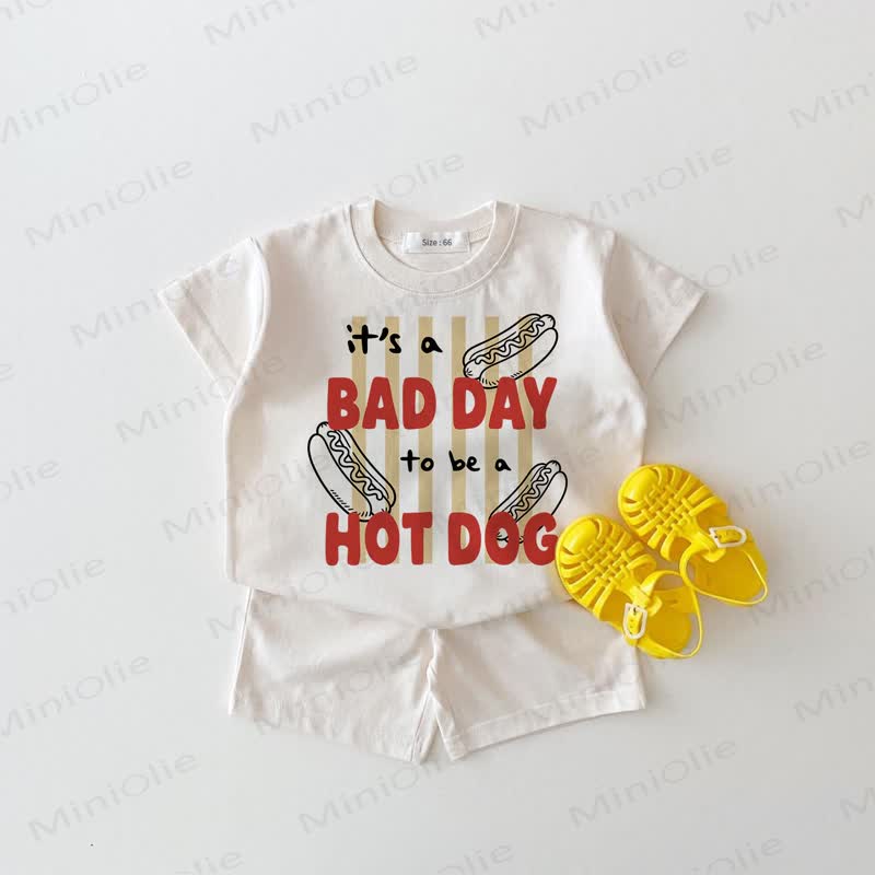 IT'S A BAD DAY TO BE A HOT DOG Baby White Tee and Shorts 2-piece Set - White - 18-24M - image 1