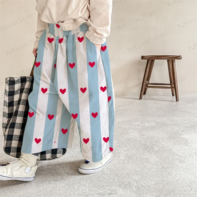 Baby Toddler Heart Stripe Pants - White&Blue - 2-3T - image 1