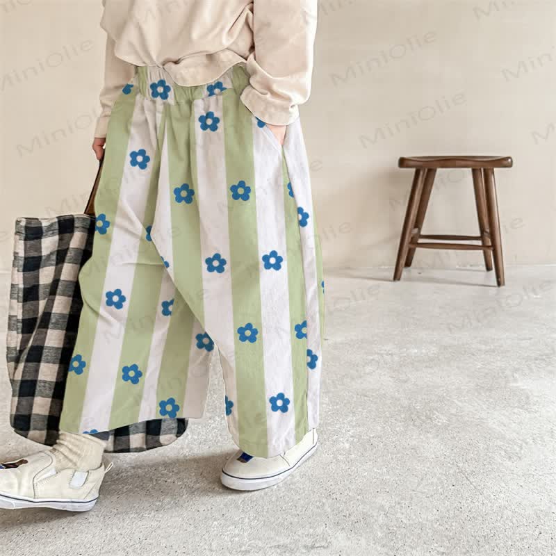 Baby Toddler Flower Stripe Pants - White&Green - 2-3T - image 1