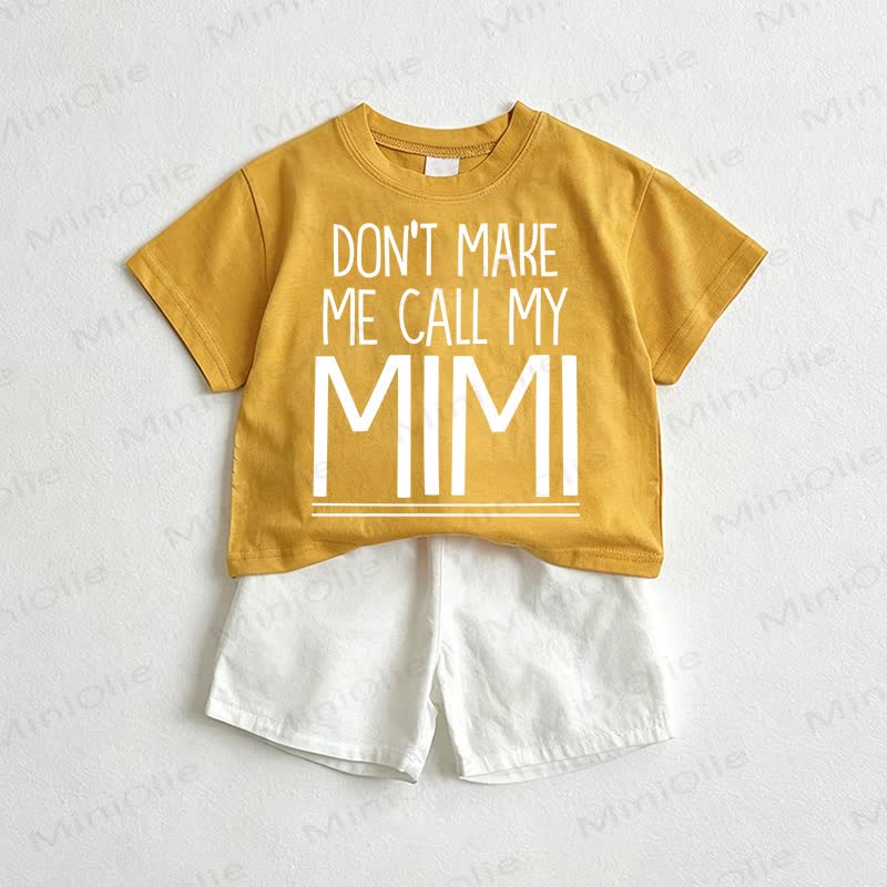 DON'T MAKE ME CALL MY MINI Baby Tee and Shorts 2-Piece Set - Yellow&White - 3-5T - image 1