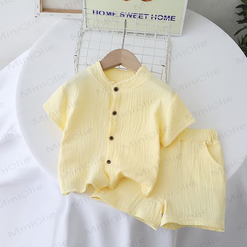 Toddler Solid Color Short-Sleeve Set - Yellow - 4-5T - image 3