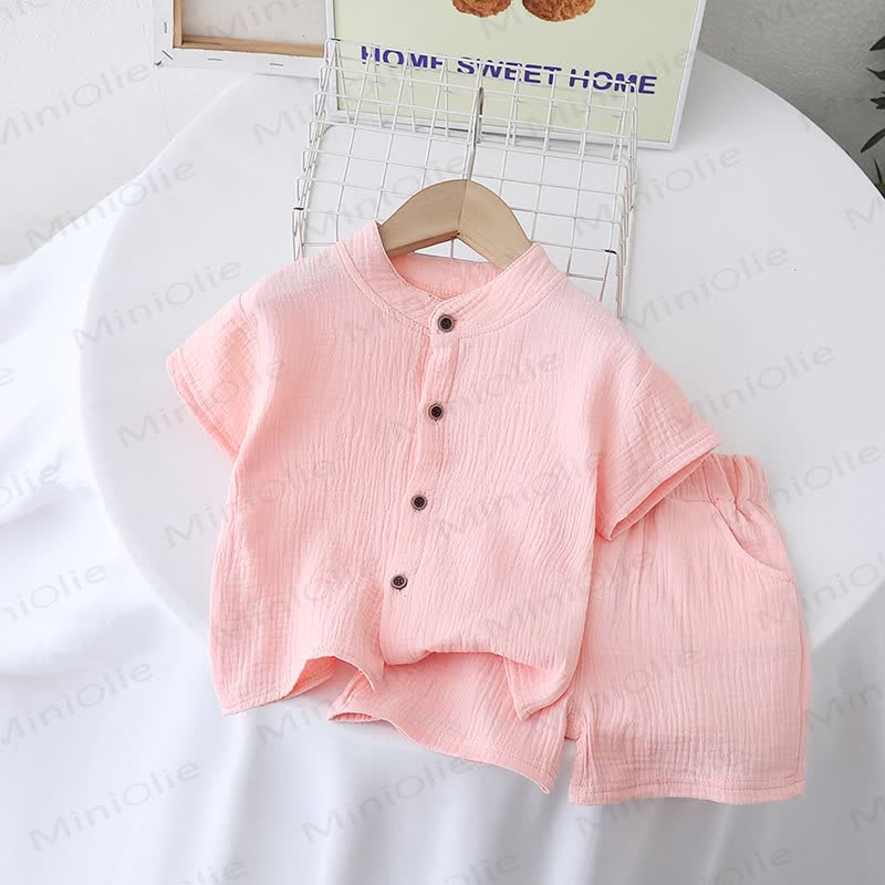 Toddler Solid Color Short-Sleeve Set - Pink - 4-5T - image 6