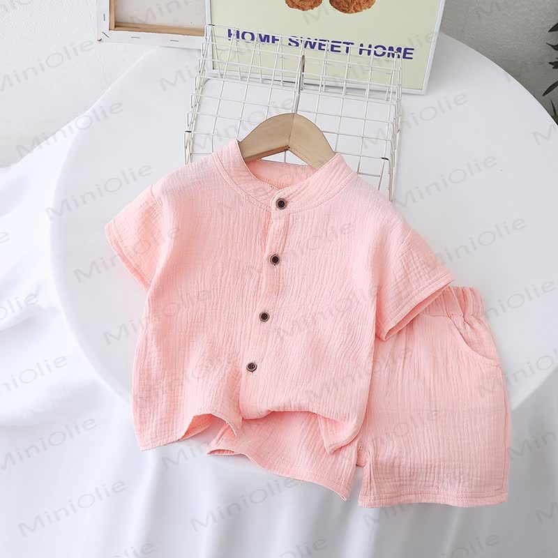 Toddler Solid Color Short-Sleeve Set - Pink - 4-5T - image 6
