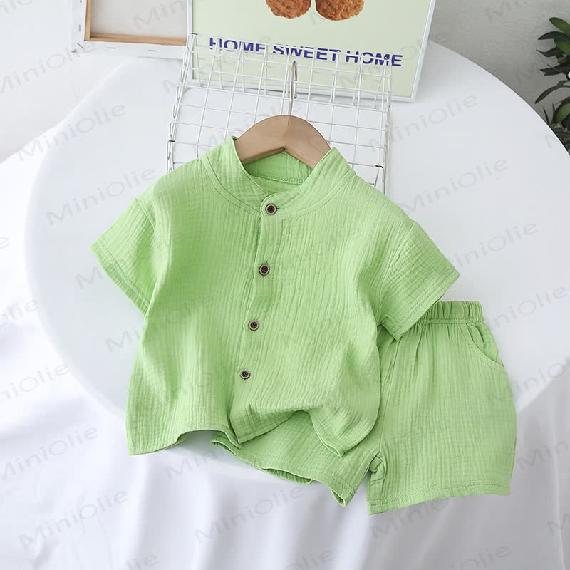Toddler Solid Color Short-Sleeve Set - Green - 4-5T - image 5