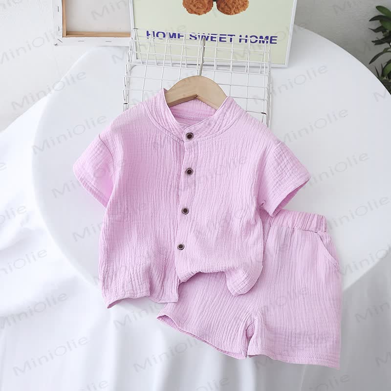 Toddler Solid Color Short-Sleeve Set - Purple - 4-5T - image 7