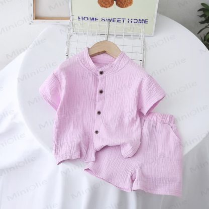 Toddler Solid Color Short-Sleeve Set - Purple - 4-5T - image 7