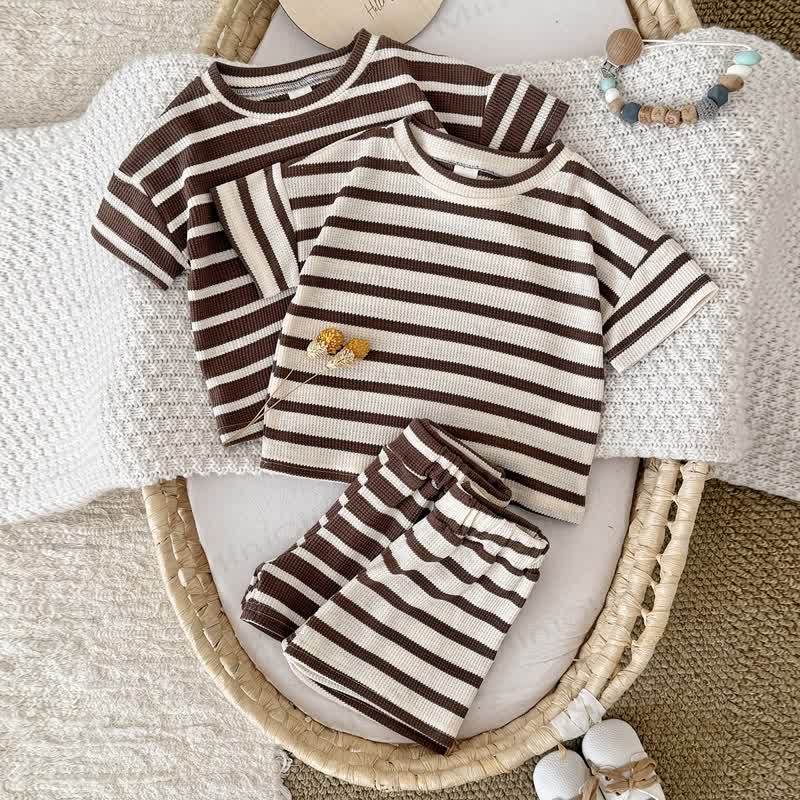 Baby Stripe Knitted Short-Sleeve Set - image 1