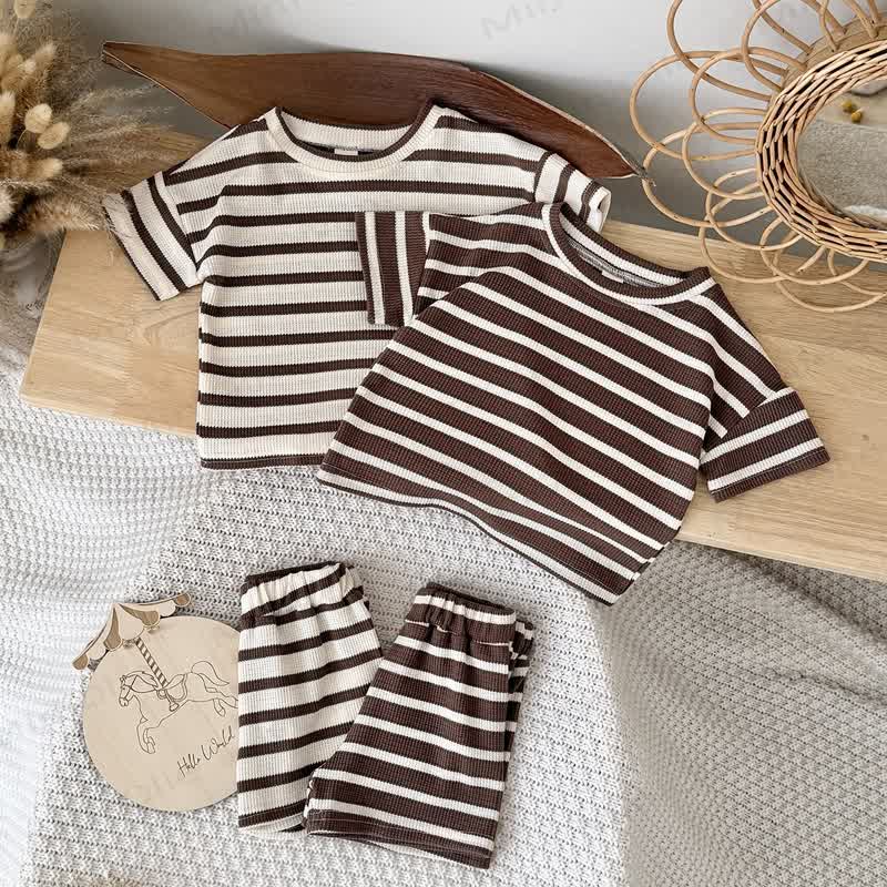 Baby Stripe Knitted Short-Sleeve Set - image 4