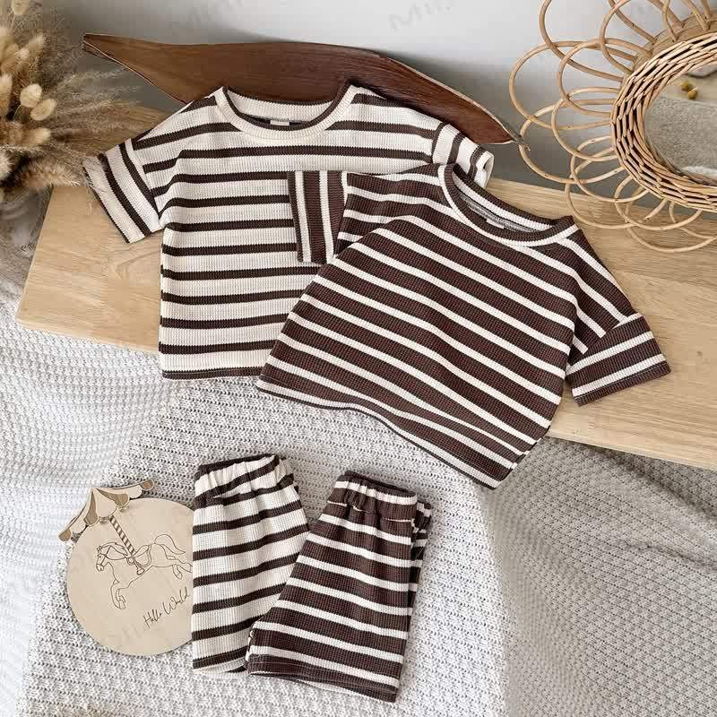 Baby Stripe Knitted Short-Sleeve Set - image 4