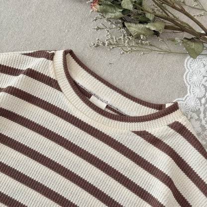 Baby Stripe Knitted Short-Sleeve Set - image 5
