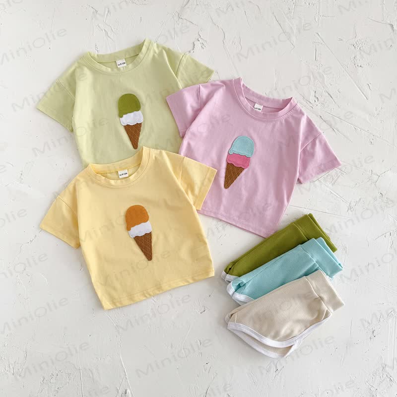 Baby Ice Cream Solid Color Short-Sleeve Set - image 1