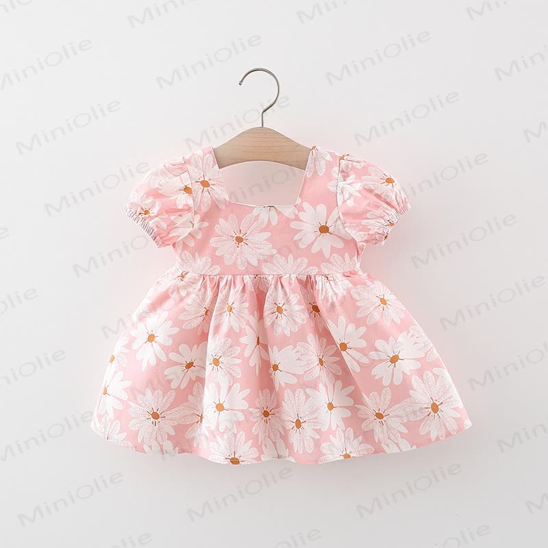 Toddler Baby Girl Daisy Print Bow Puff Sleeve Dress - image 5
