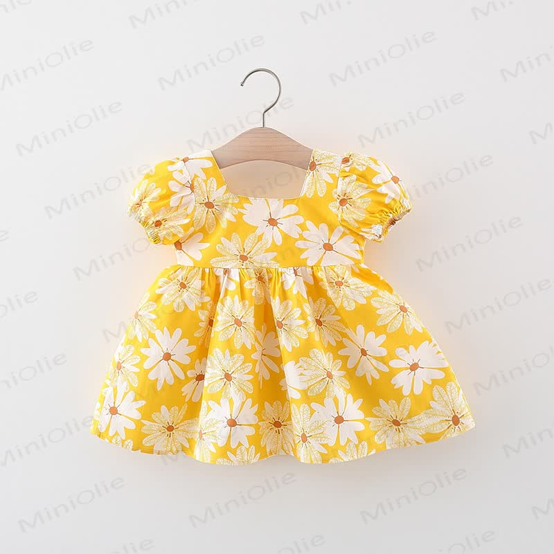 Toddler Baby Girl Daisy Print Bow Puff Sleeve Dress - image 6