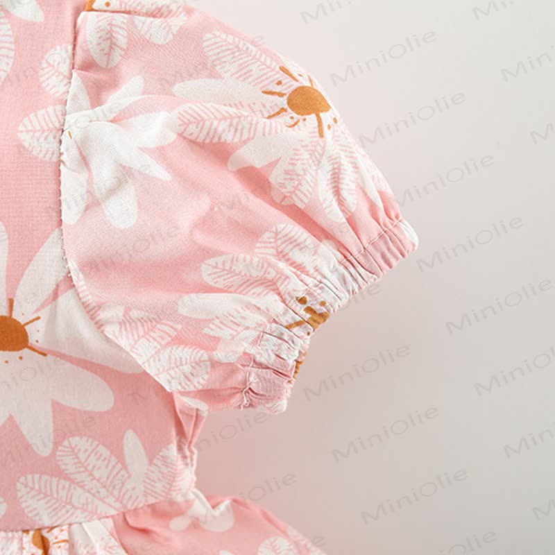 Toddler Baby Girl Daisy Print Bow Puff Sleeve Dress - image 10
