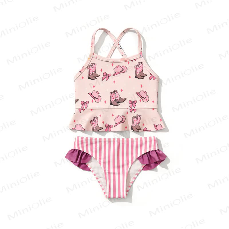 Toddler Girls Floral Ruffle Swimwear Two Piece Set - Pink - 8-9T - image 5