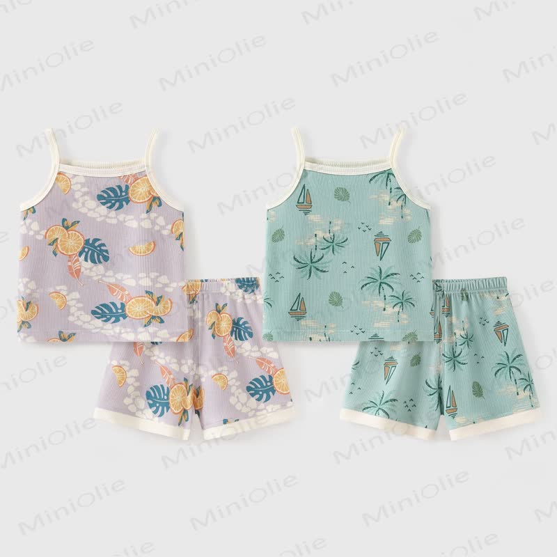 Baby Lightweight Tropical Sailboat Cami Shorts Set - image 1