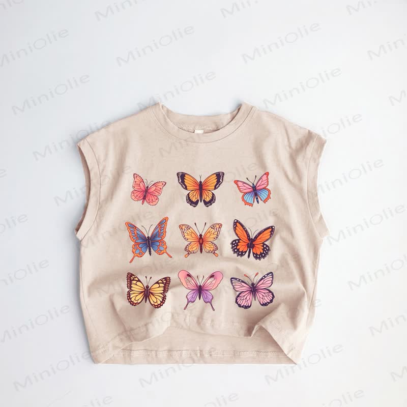 Baby Toddler Butterfly Print Khaki Tank Top - Khaki - 3-5T - image 1