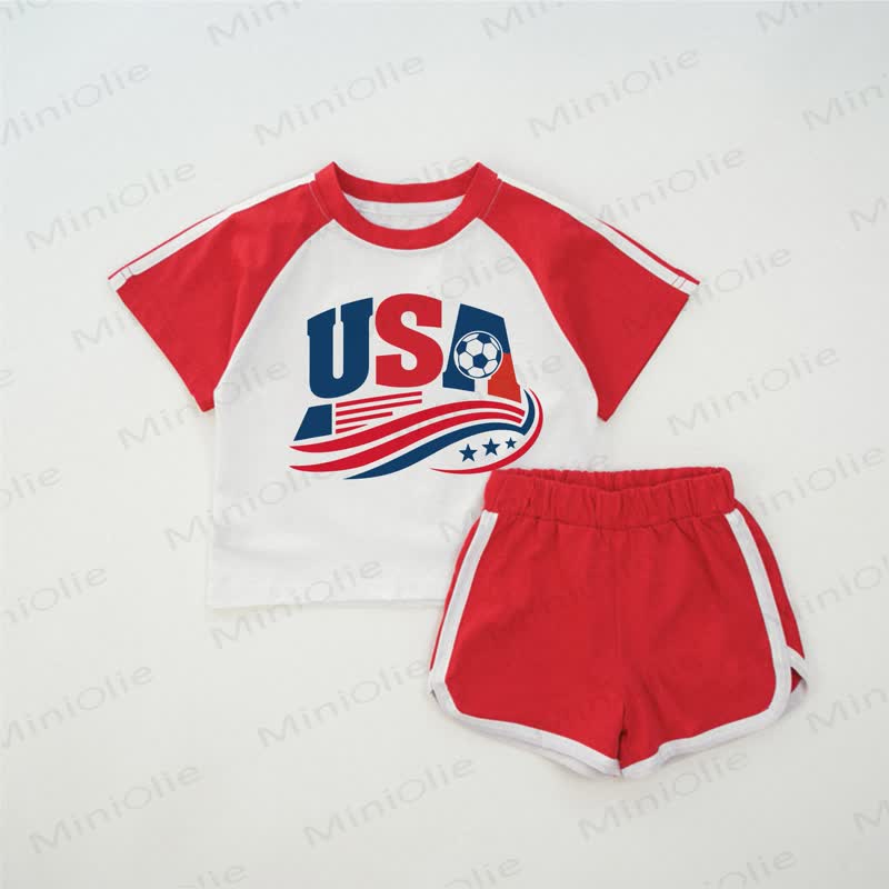 USA Baby Soccer Red T-shirt Set - Red - 2-3T - image 1