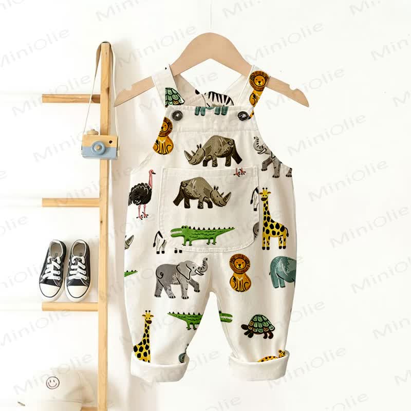 Baby Toddler White Animal Overalls - White - 3-5T - image 1