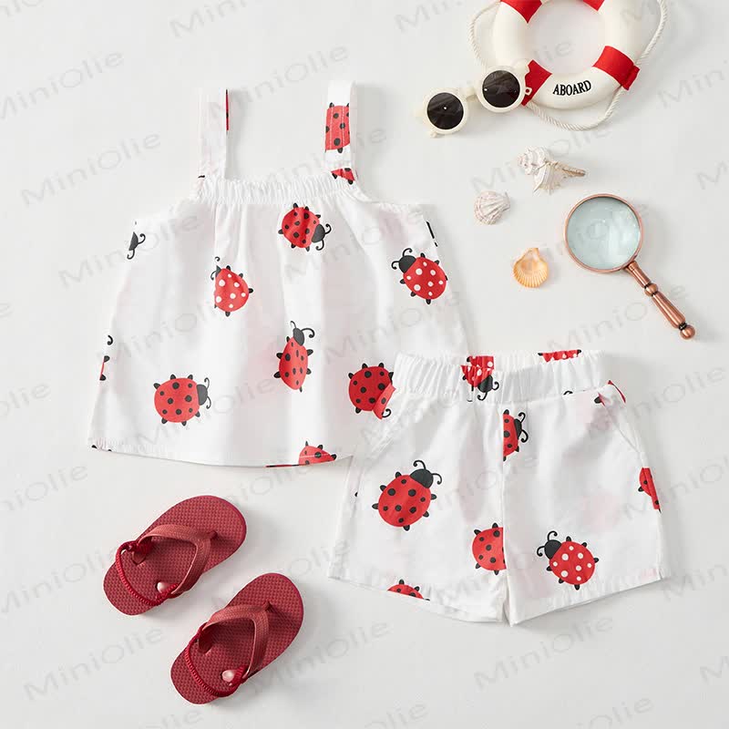Baby Toddler Ladybug White Top and Shorts 2-piece Set - image 3