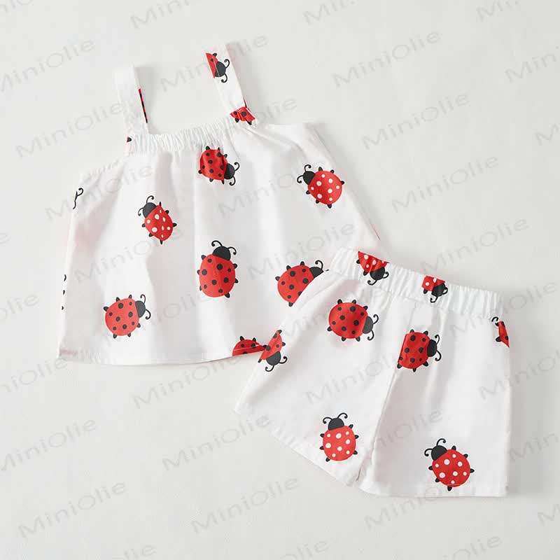 Baby Toddler Ladybug White Top and Shorts 2-piece Set - image 2