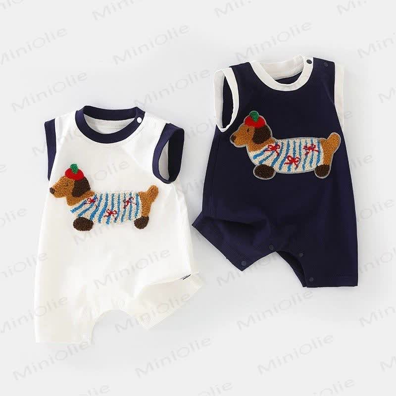 Baby Puppy Applique Sleeveless Bodysuit - image 1