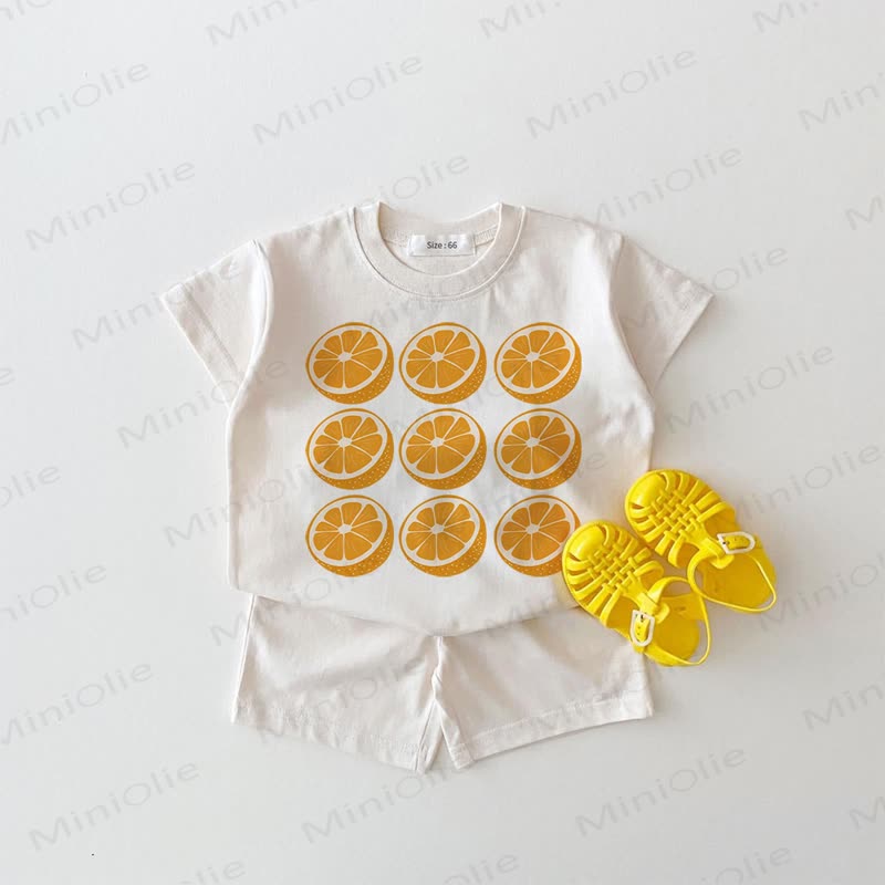 Baby Nine Orange White Tee and Shorts 2-piece Set - White - 18-24M - image 1