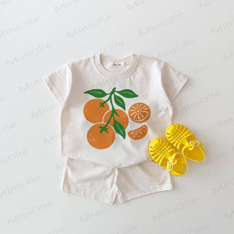 Baby Orange White Tee and Shorts 2-piece Set - White - 18-24M - image 1