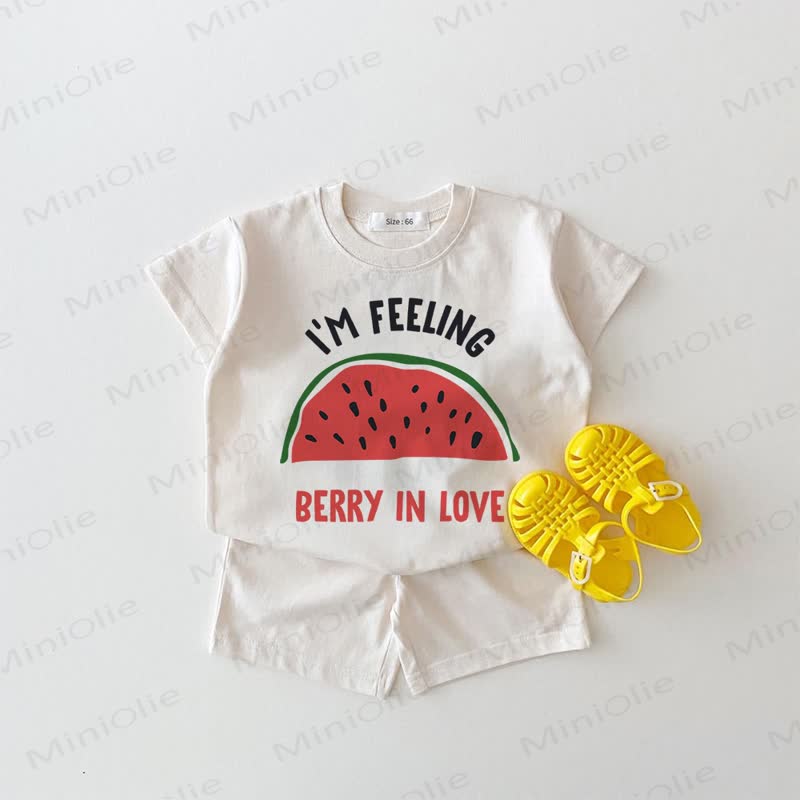 I'M FEELING BERRY IN LOVE Baby White Tee and Shorts 2-piece Set - White - 18-24M - image 1