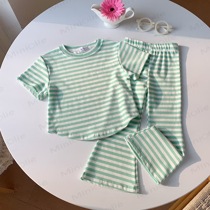 Toddler Stripe Short Sleeve Set - Green - 8-9T - image 6