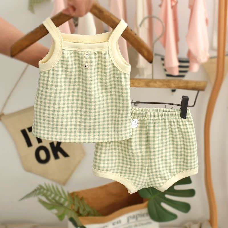Baby Gingham Sleeveless Set - Green - 3-4T - image 1