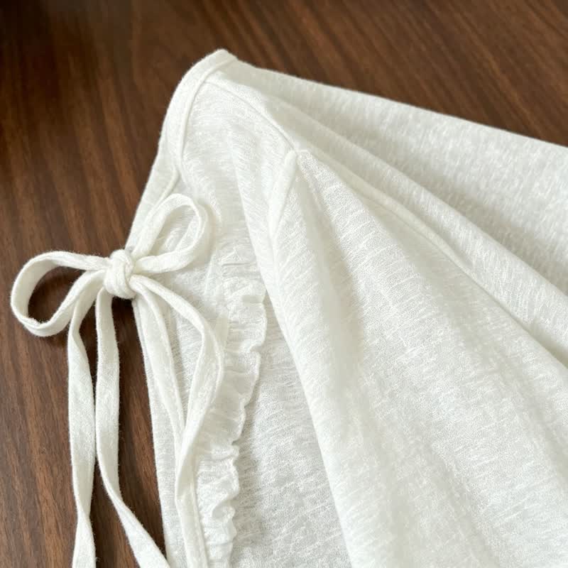 Toddler Baby Girl White Bow Front Ruffle Trim Summer Cardigan - image 5