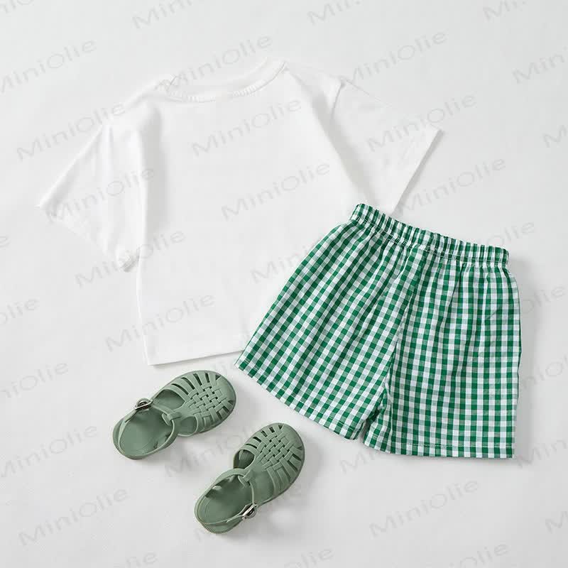 Baby Lemon Tee and Green Plaid Shorts 2-Piece Set - image 2