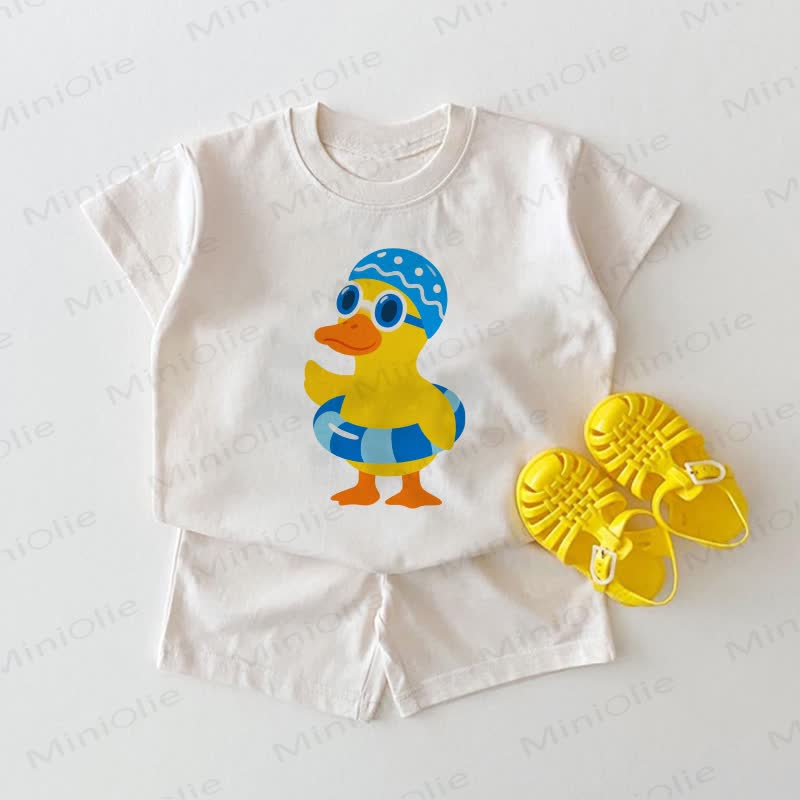 Baby Swimming Duck White 2-piece Set - White - 18-24M - image 1