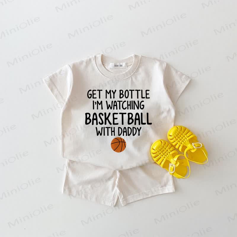 GET MY BOTTLE I'M WATCHING BASKETBALL WITH DADDY Baby White 2-piece Set - White - 18-24M - image 1